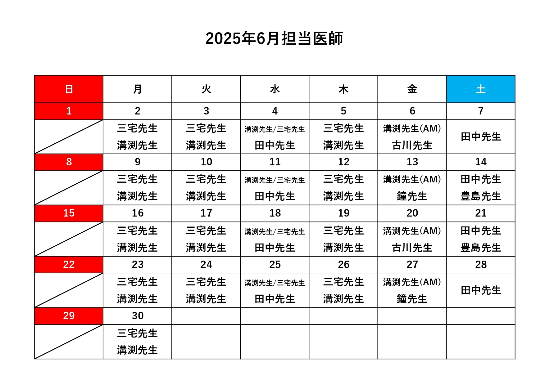 担当医師表
