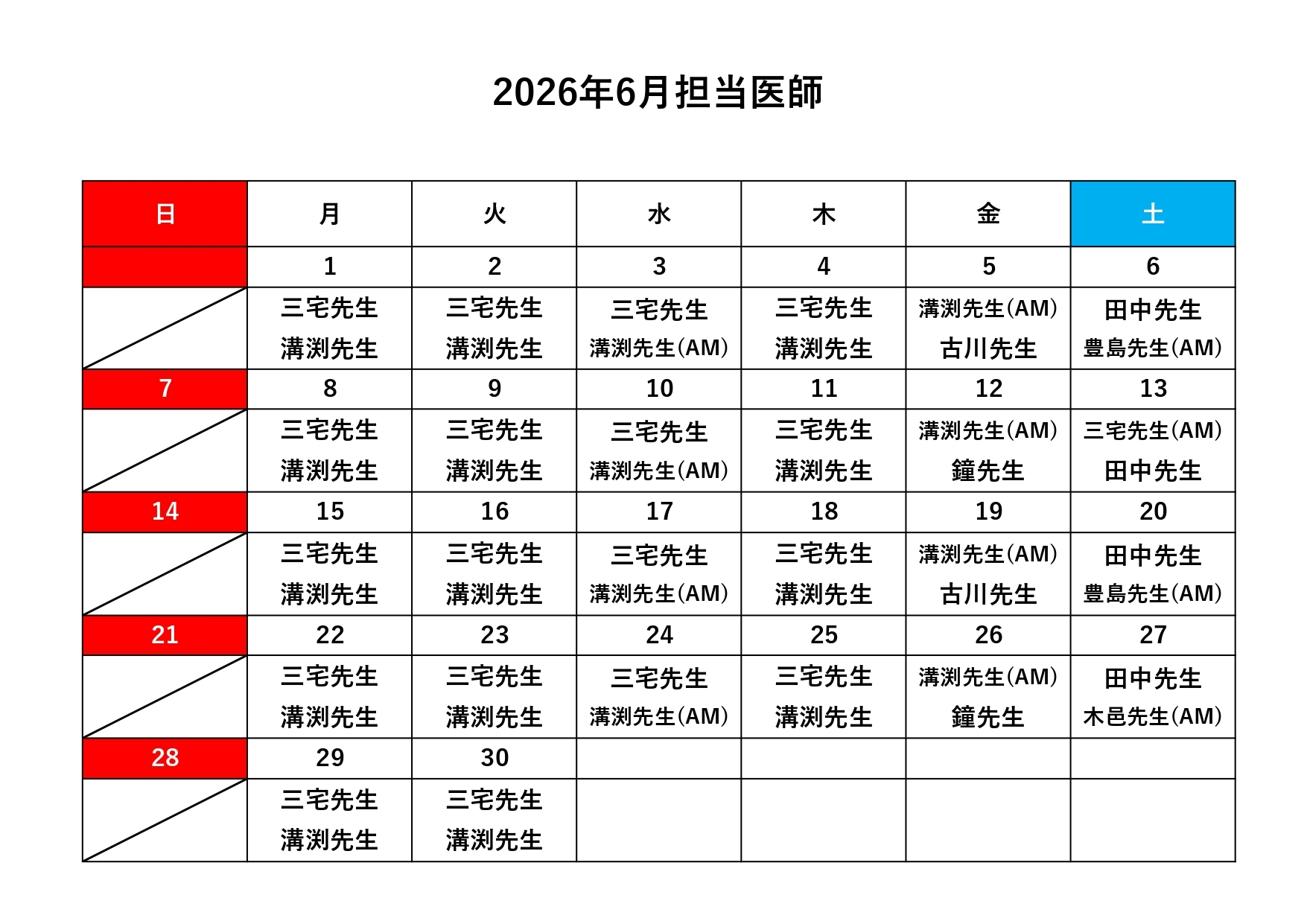 担当医師表
